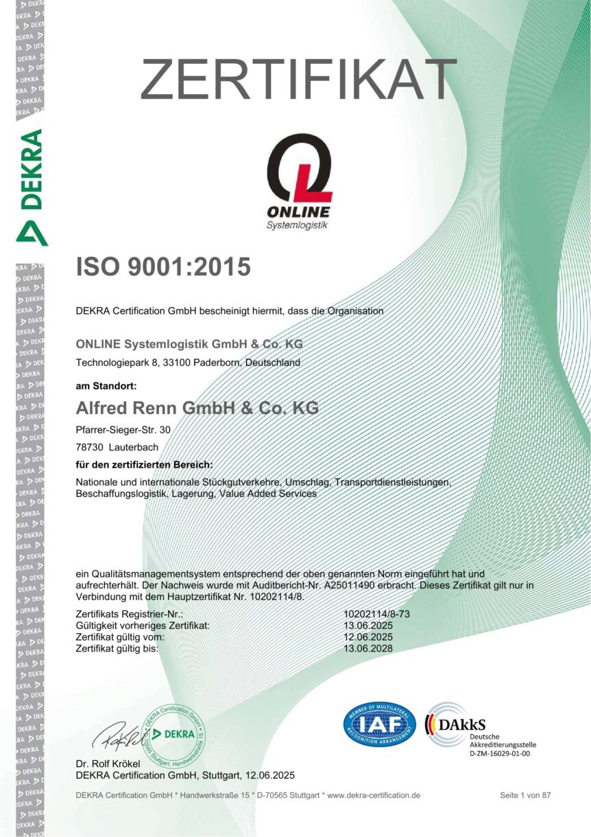 ISO 9001 Alfred Renn GmbH & Co. KG_Lauterbach